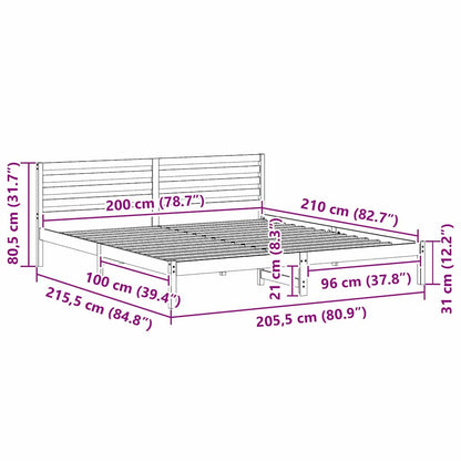 Bettrahmen mit Kopfteil Braun 200 x 210 cm Massives Kiefernholz