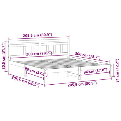 Bettrahmen Braun 200 x 200 cm Massives Kiefernholz
