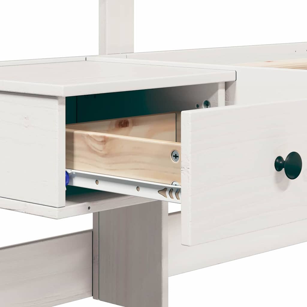 Bettrahmen mit Kopfteil Weiß 75 x 190 cm Massives Kiefernholz