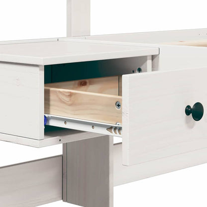 Bettrahmen mit Kopfteil Weiß 75 x 190 cm Massives Kiefernholz