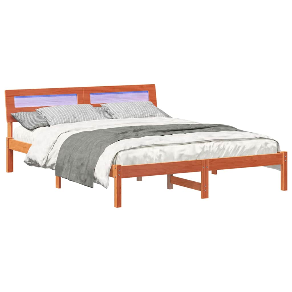 Bettrahmen Wachsbraun 160 x 200 cm Massives Kiefernholz