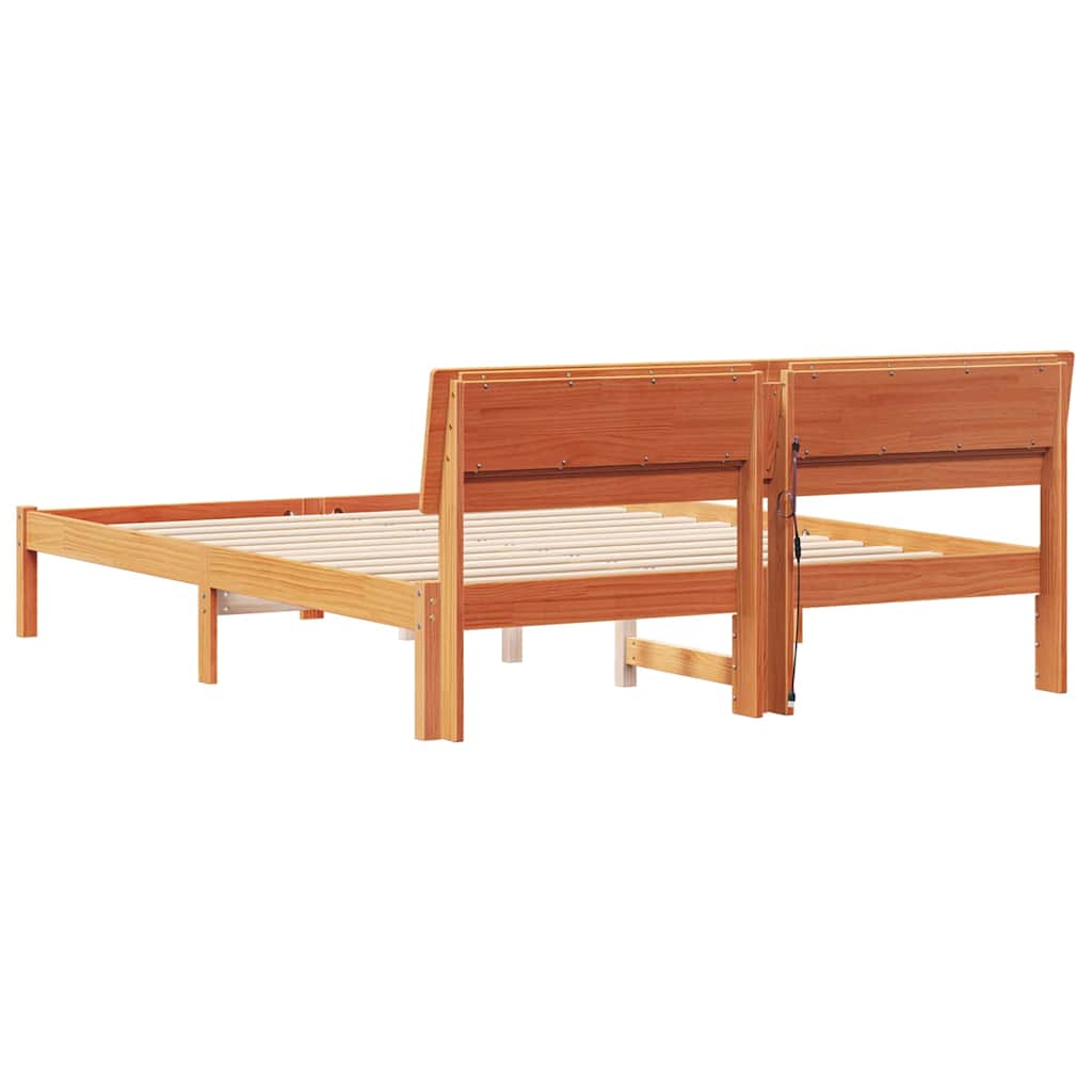 Bettrahmen Wachsbraun 150 x 200 cm Massives Kiefernholz