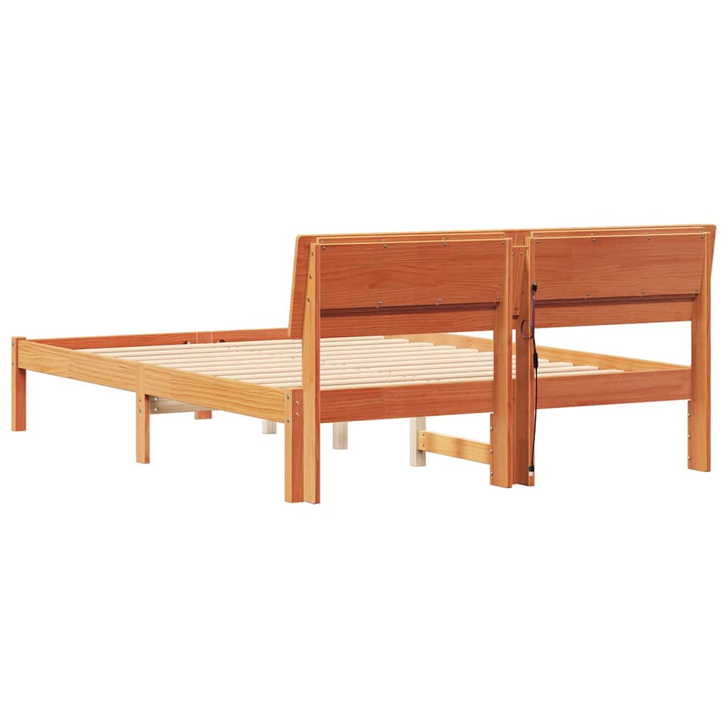 Bettrahmen Wachsbraun 120 x 200 cm Massives Kiefernholz