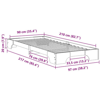 Bettrahmen Braun 90 x 210 cm Massives Kiefernholz