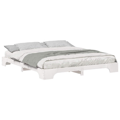 Bettrahmen Weiß 200 x 210 cm Massives Kiefernholz