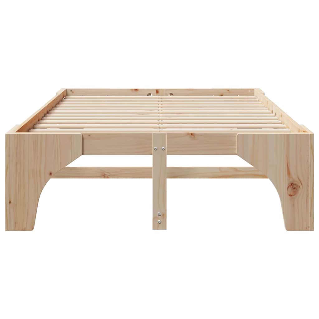 Bettrahmen Braun 135 x 190 cm Massives Kiefernholz