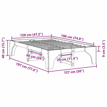 Bettrahmen Weiß 120 x 190 cm Massives Kiefernholz