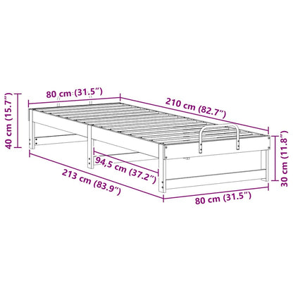 Bettrahmen Braun 80 x 210 cm Massives Kiefernholz