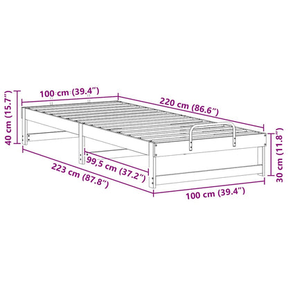Bettrahmen Weiß 100 x 220 cm Massives Kiefernholz