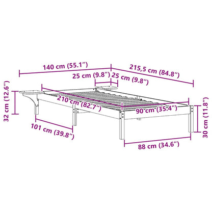 Bettgestell mit Nachttischen Natur 90 x 210 cm