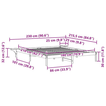 Bettgestell mit Nachttischen Weiß 180 x 210 cm