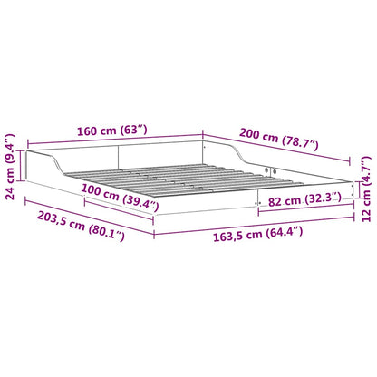 Bettrahmen Wachsbraun 160 x 200 cm Massives Kiefernholz