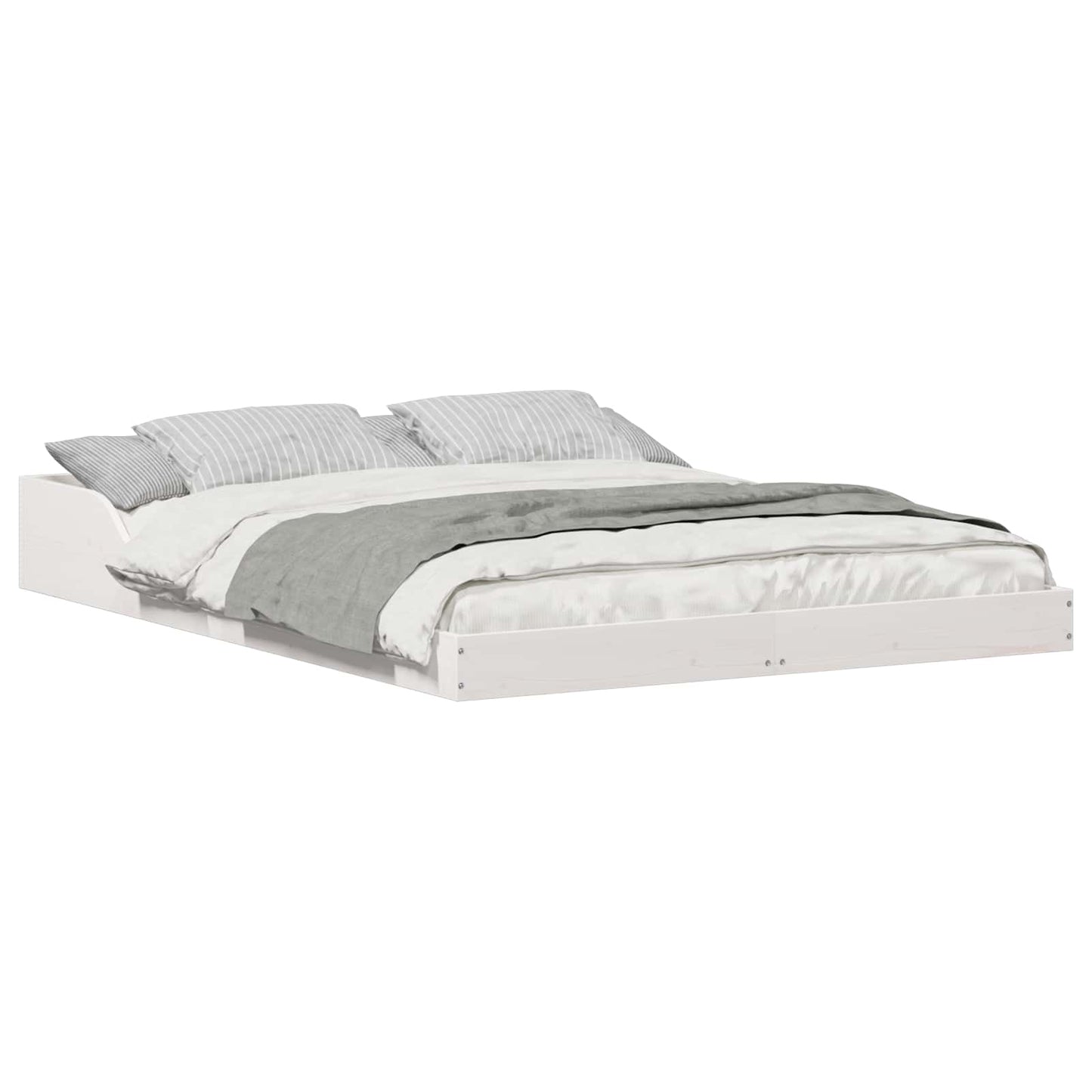 Bettrahmen Weiß 135 x 190 cm Massives Kiefernholz