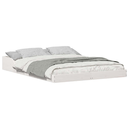 Bettrahmen Weiß 135 x 190 cm Massives Kiefernholz