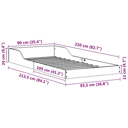 Bettrahmen Braun 90 x 210 cm Massives Kiefernholz