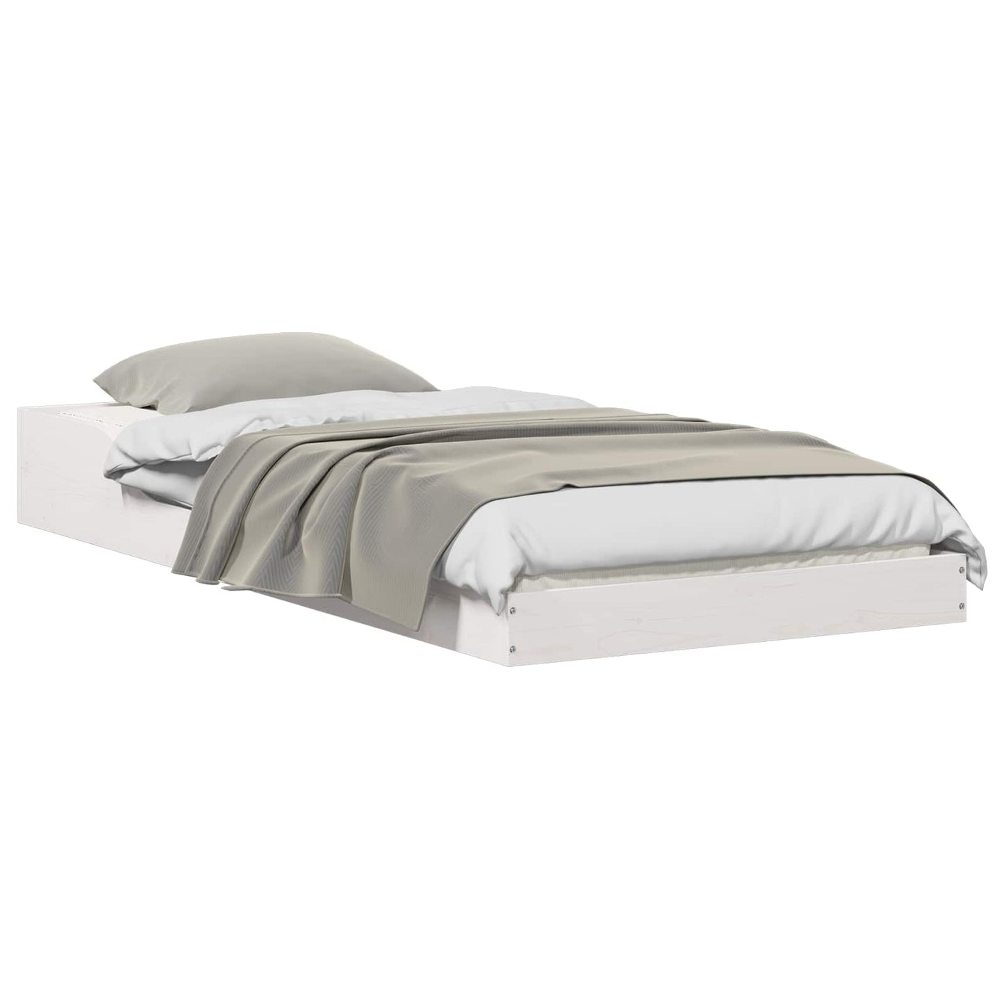 Bettrahmen Weiß 90 x 210 cm Massives Kiefernholz