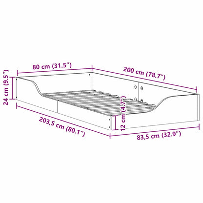 Bettrahmen Weiß 80 x 200 cm Massives Kiefernholz