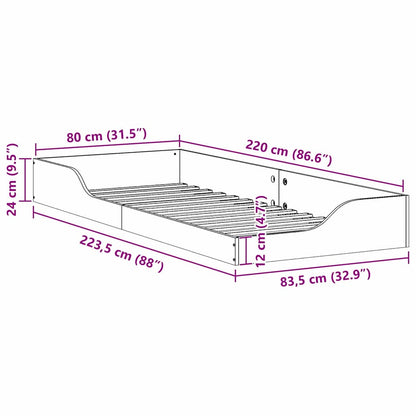 Bettrahmen Braun 80 x 220 cm Massives Kiefernholz