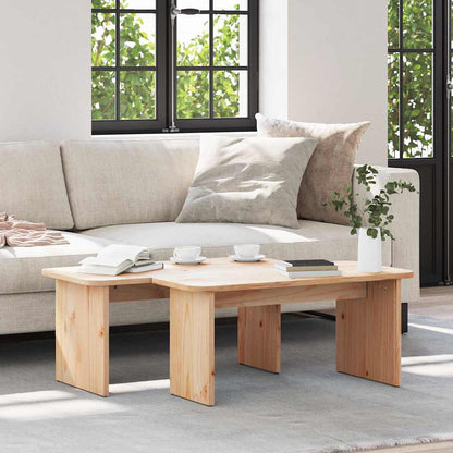 Couchtisch 2 pcs Natur Massivholz Kiefer