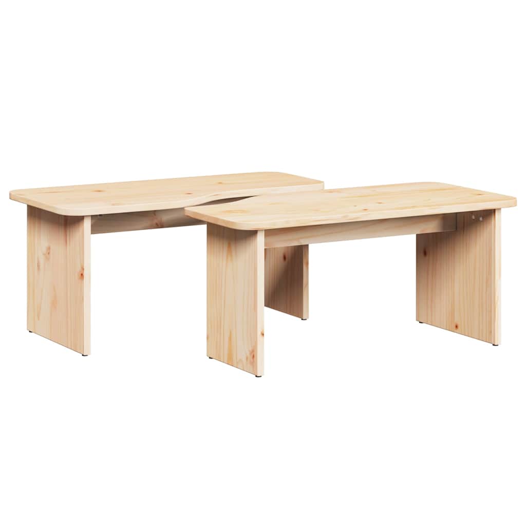 Couchtisch 2 pcs Natur Massivholz Kiefer