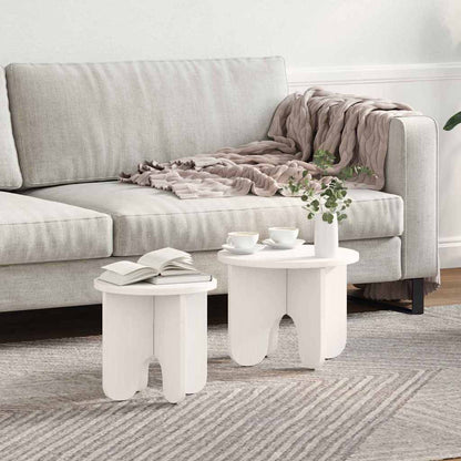 Couchtisch 2 pcs Weiß Massivholz Kiefer