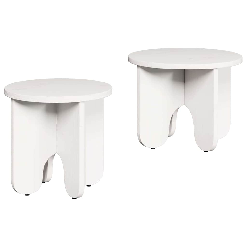 Couchtisch 2 pcs Weiß Massivholz Kiefer