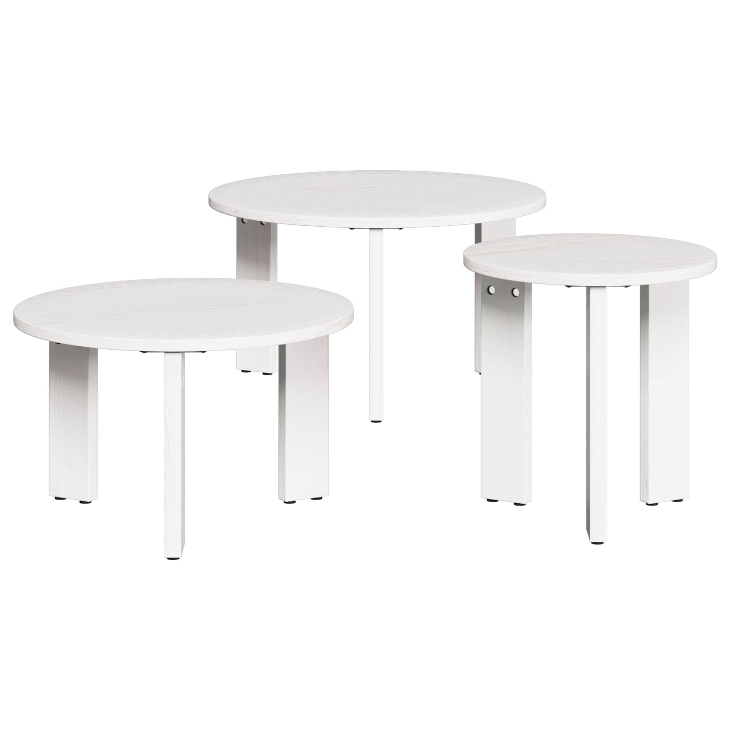 Couchtisch 3 pcs Weiß Massivholz Kiefer