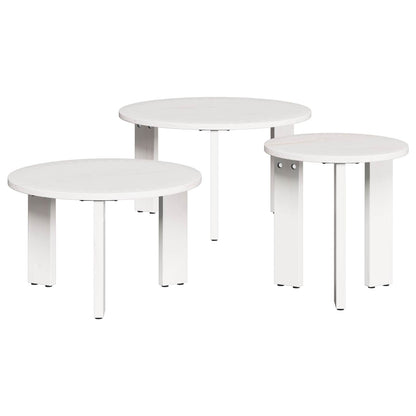 Couchtisch 3 pcs Weiß Massivholz Kiefer