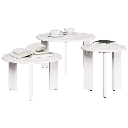Couchtisch 3 pcs Weiß Massivholz Kiefer