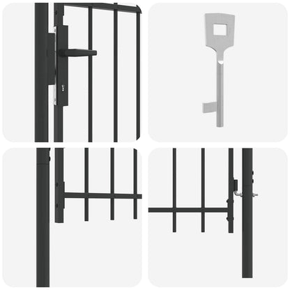 Zauntor mit Schloss Grau 103 x 150 cm Pulverbeschichteter Stahl