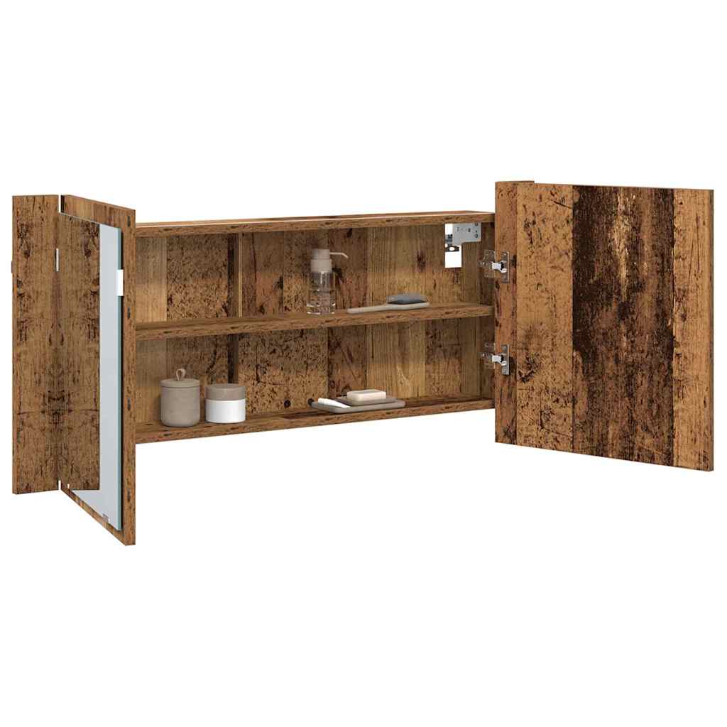 LED Spiegel-Schrank Altholz 100 x 12 x 45 cm Holzwerkstoff