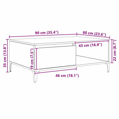 Couchtisch Altholz 90 x 60 x 35 cm Holzwerkstoff
