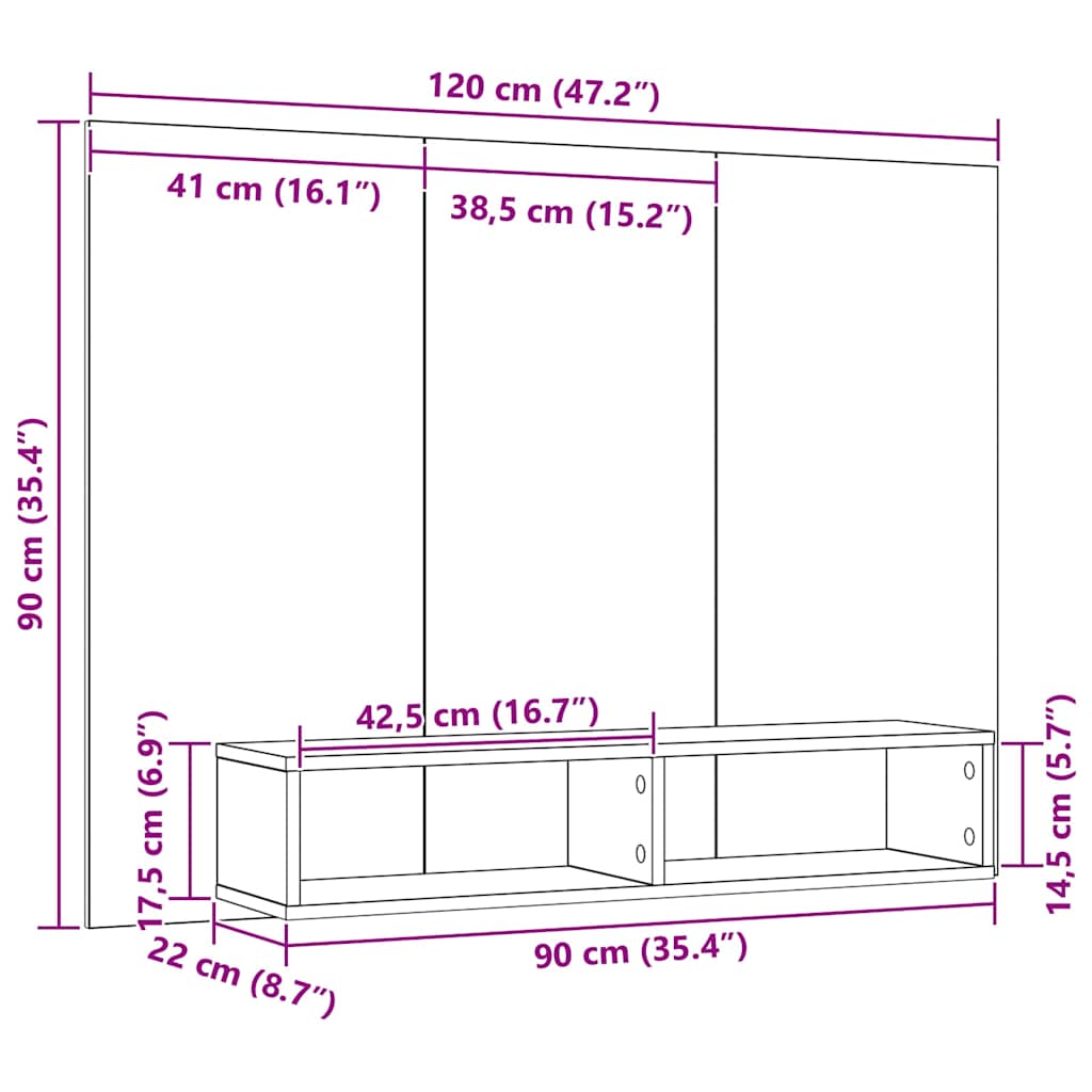 TV-Schrankset Artisan-Eiche 120 x 23,5 x 90 cm Holzwerkstoff