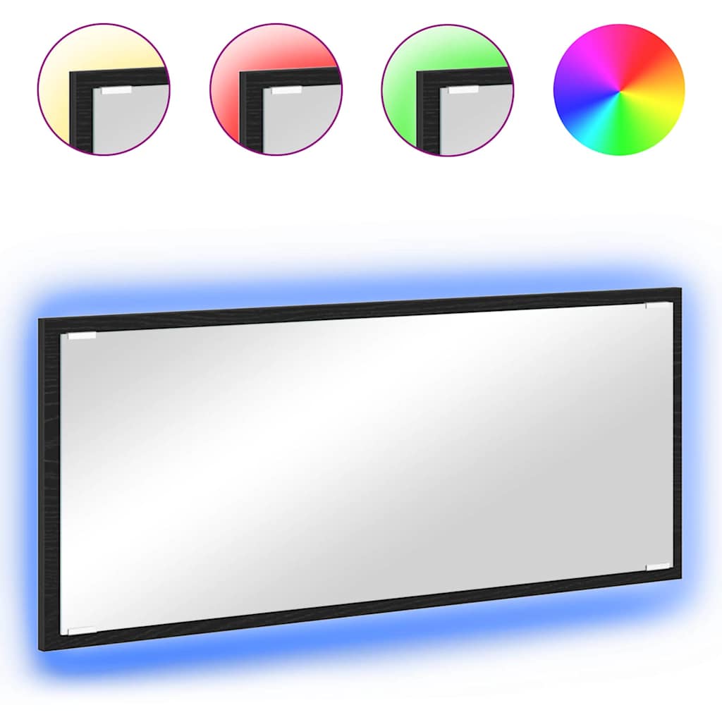 Spiegel Schwarz Eichen-Optik 90 x 8,5 x 37 cm Holzwerkstoff