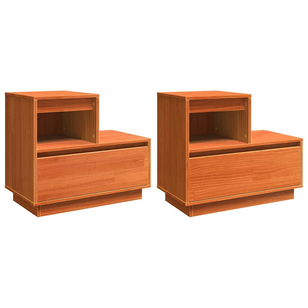 Nachttisch 2 pcs Wachsbraun 60 x 34 x 51 cm Holzwerkstoff