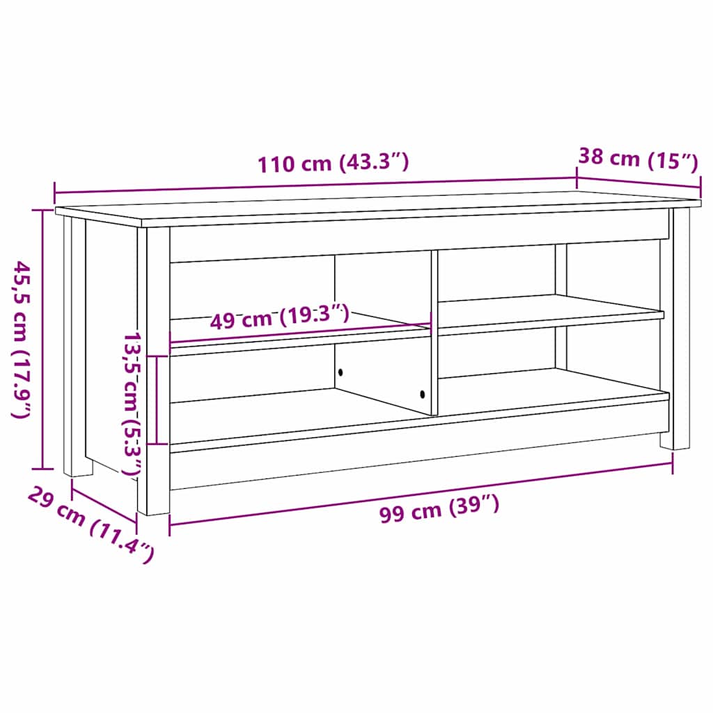 Sitzbank mit Stauraum mit Regal Wachsbraun 110 x 38 x 45,5 cm