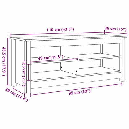 Sitzbank mit Stauraum mit Regal Wachsbraun 110 x 38 x 45,5 cm