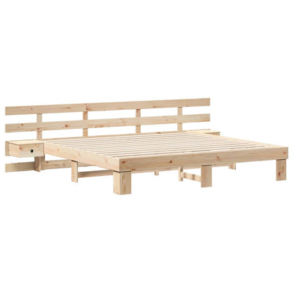 Bettrahmen mit Kopfteil Braun 200 x 200 cm Massives Kiefernholz