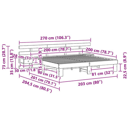 Bettrahmen mit Kopfteil Braun 200 x 200 cm Massives Kiefernholz