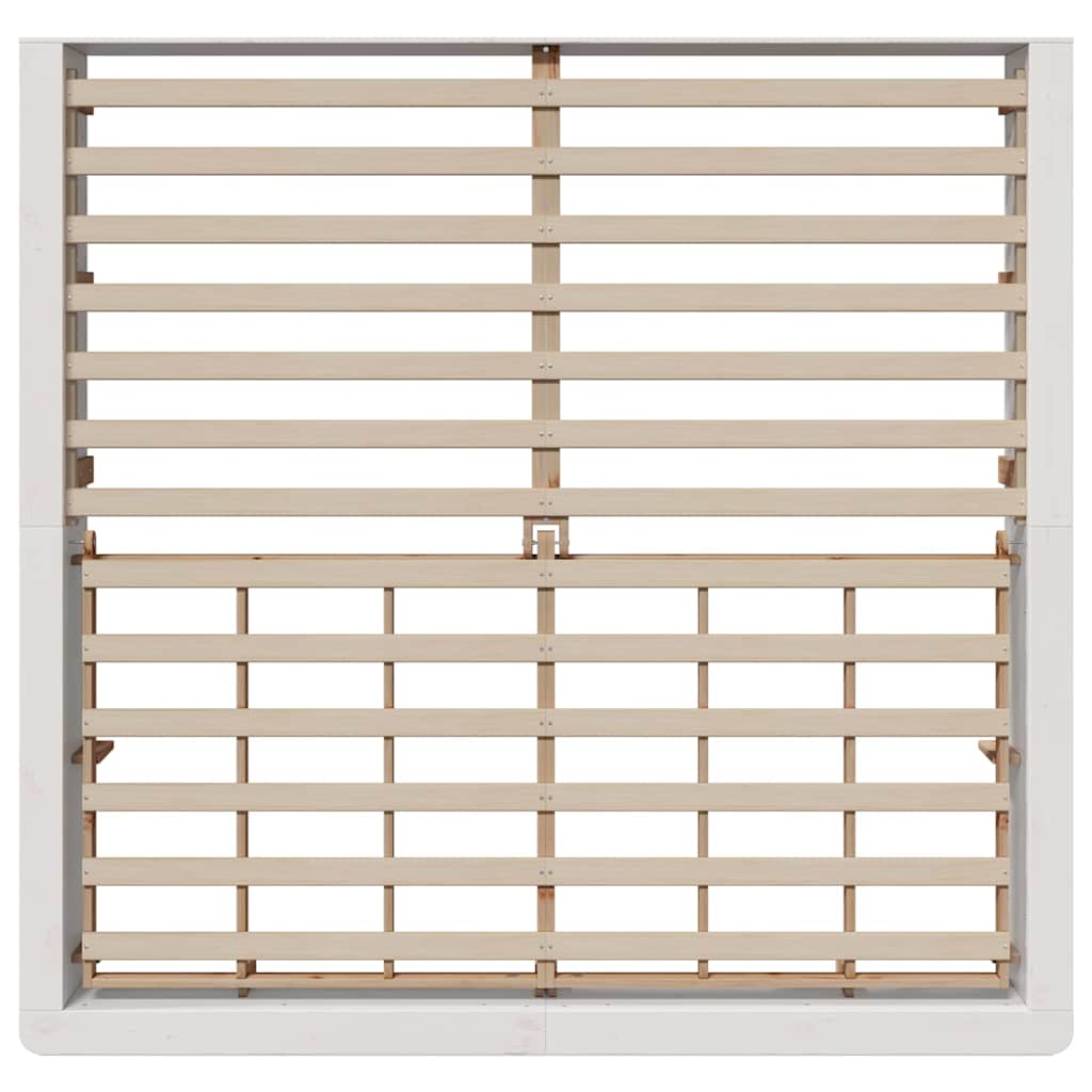 Bettrahmen Weiß 200 x 200 cm Massives Kiefernholz