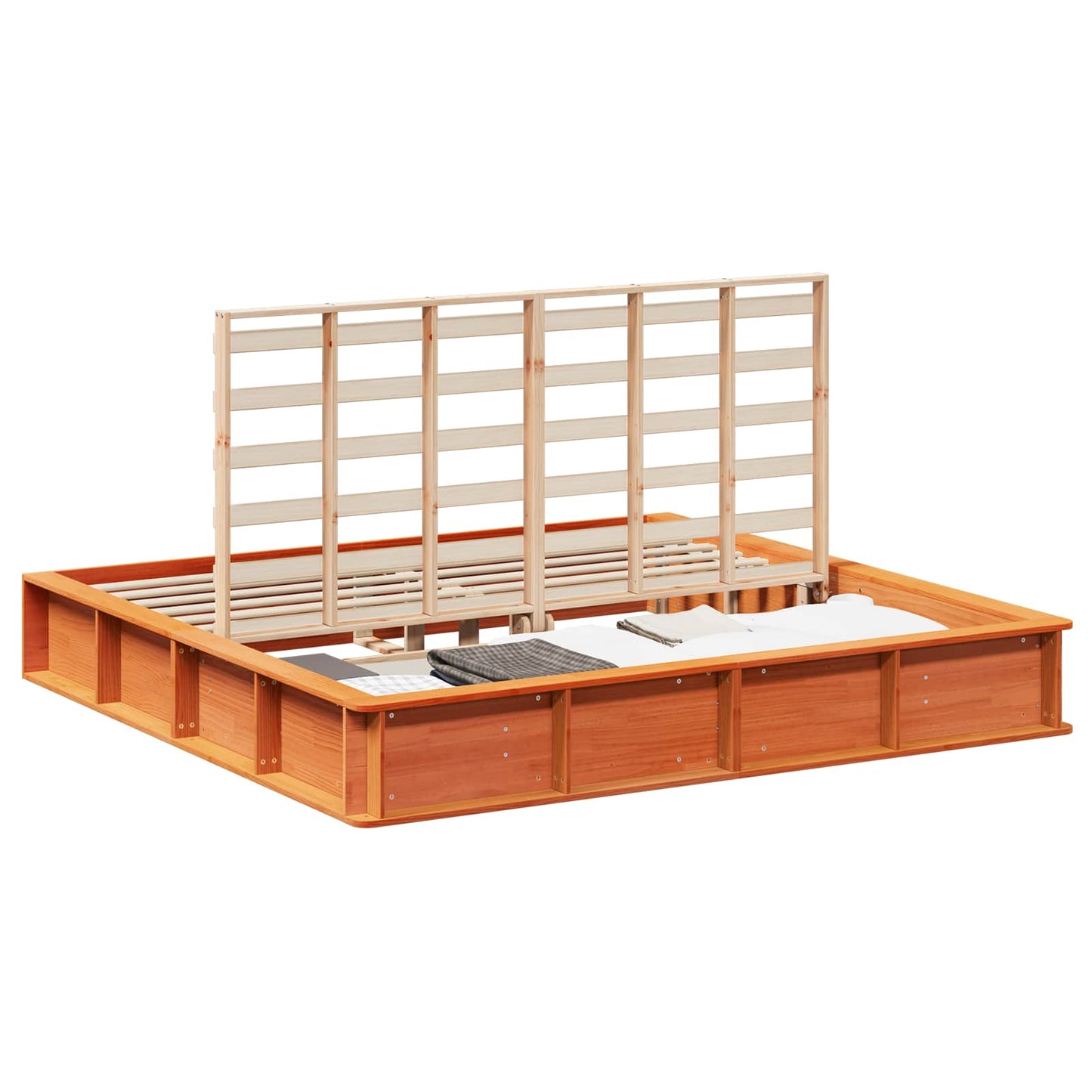 Bettrahmen Wachsbraun 200 x 200 cm Massives Kiefernholz