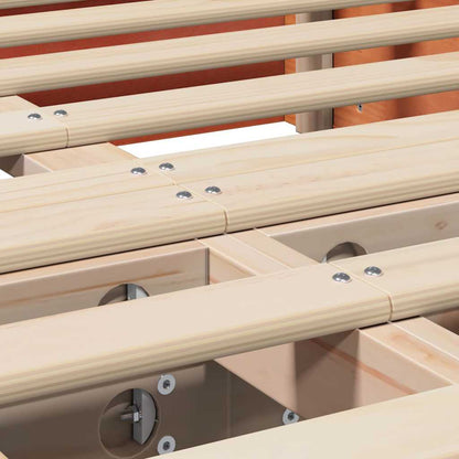 Bettrahmen Wachsbraun 120 x 190 cm Massives Kiefernholz