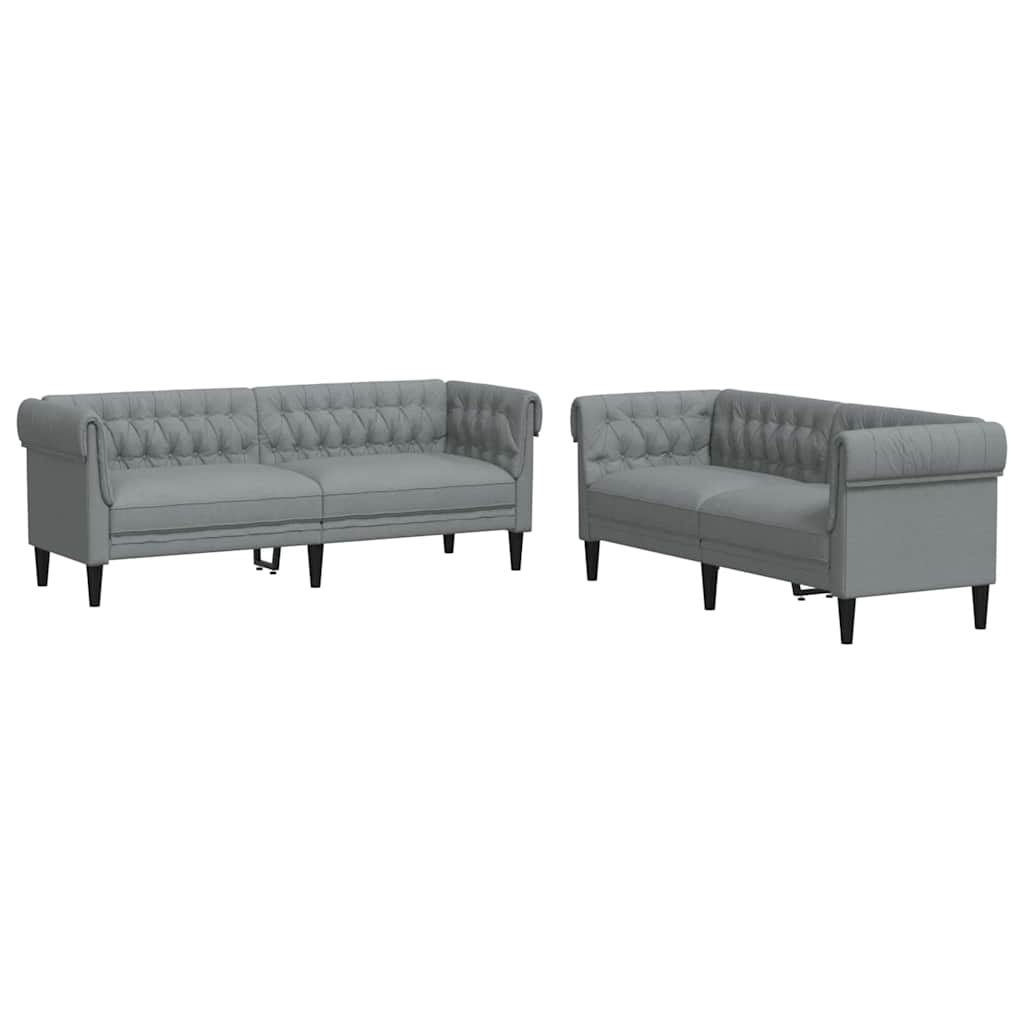 Wohnzimmer Couch 2 pcs Hellgrau Stoff