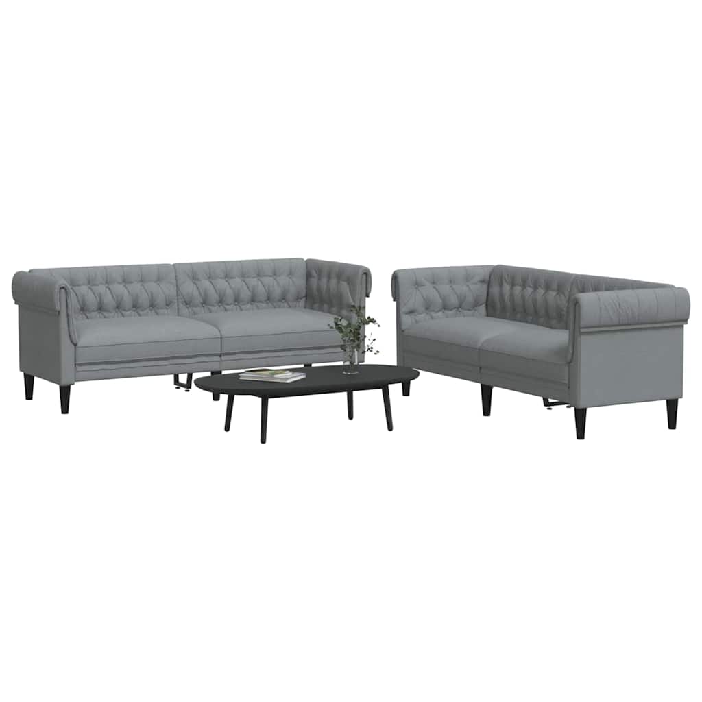 Wohnzimmer Couch 2 pcs Hellgrau Stoff