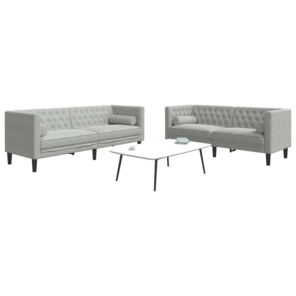 Wohnzimmer Couch 2 pcs Hellgrau 194 x 74,5 x 70,5 cm Samt