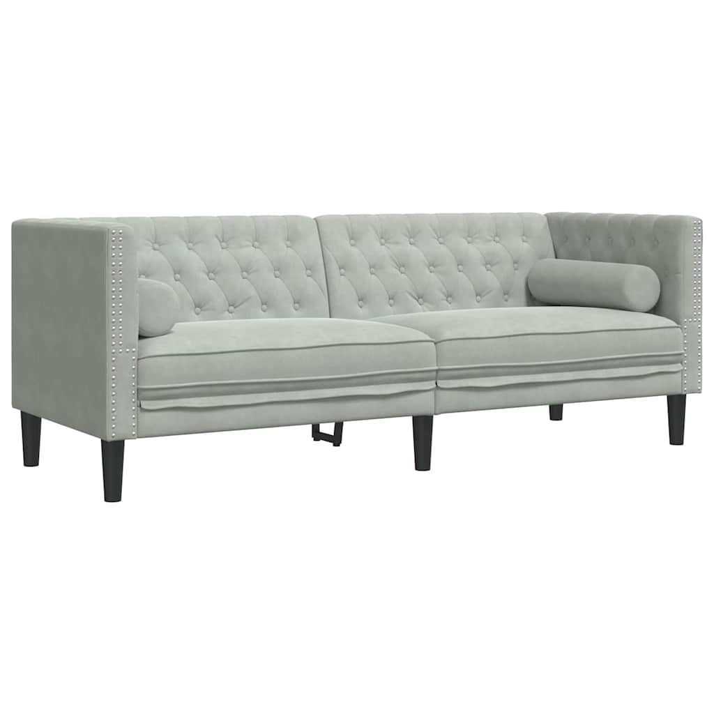 Wohnzimmer Couch 3 pcs Hellgrau 194 x 74,5 x 70,5 cm Samt