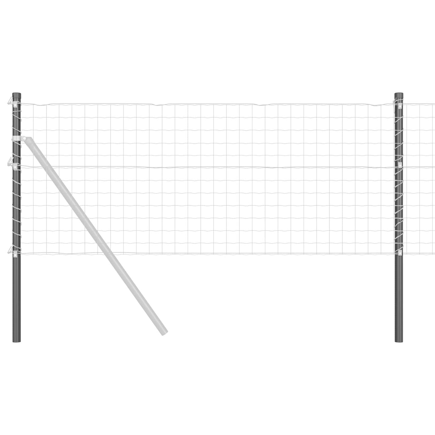 Zaunpfosten 12 pcs Grau 60 cm Pulverbeschichteter Stahl