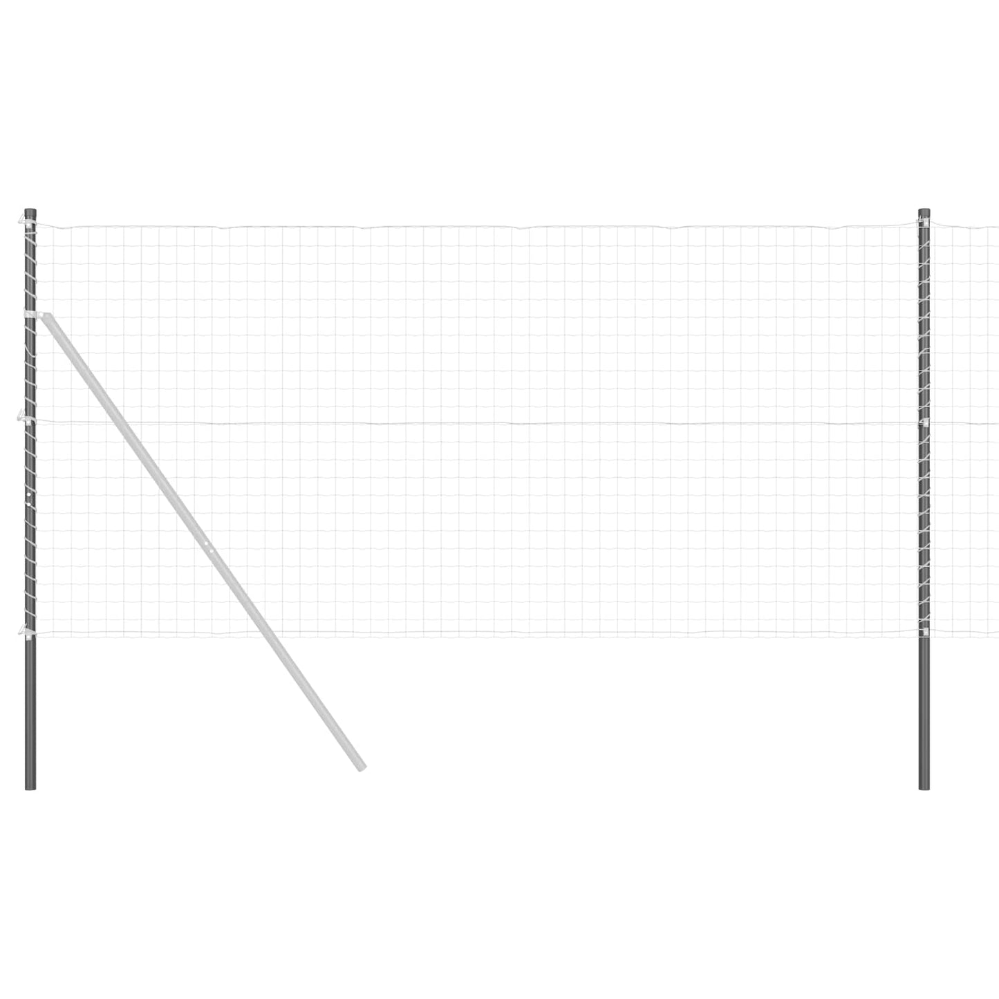 Zaunpfosten 2 pcs Grau Pulverbeschichteter Stahl