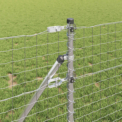 Zaunpfosten 2 pcs Silber 50 cm Pulverbeschichteter Stahl