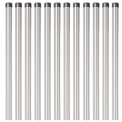 Zaunpfosten 12 pcs Silber 50 cm Pulverbeschichteter Stahl